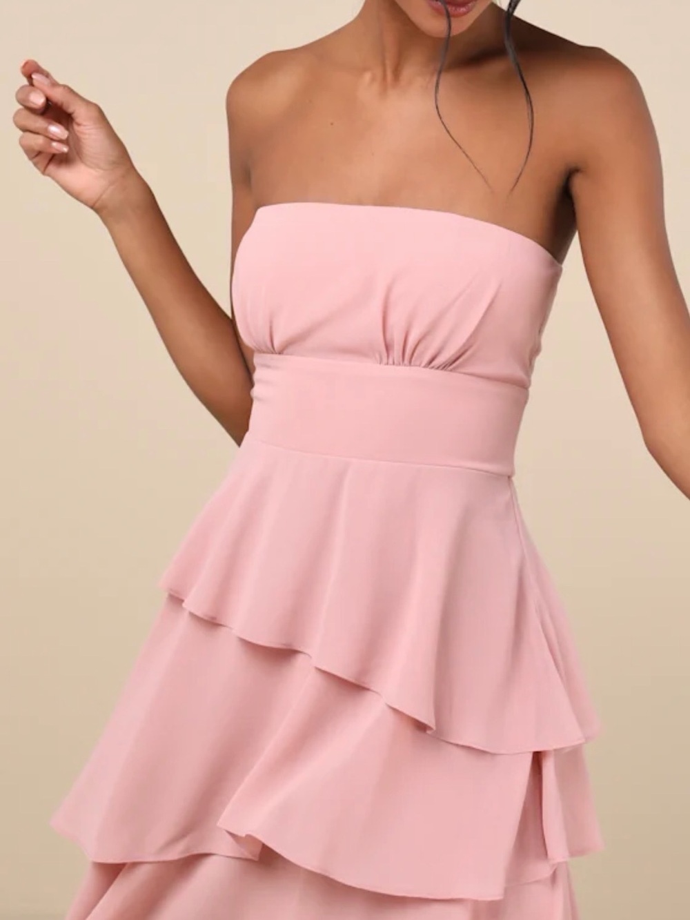 Lulu's Blush Strapless Tiered Ruffle Maxi Dress - Picture 4 of 6